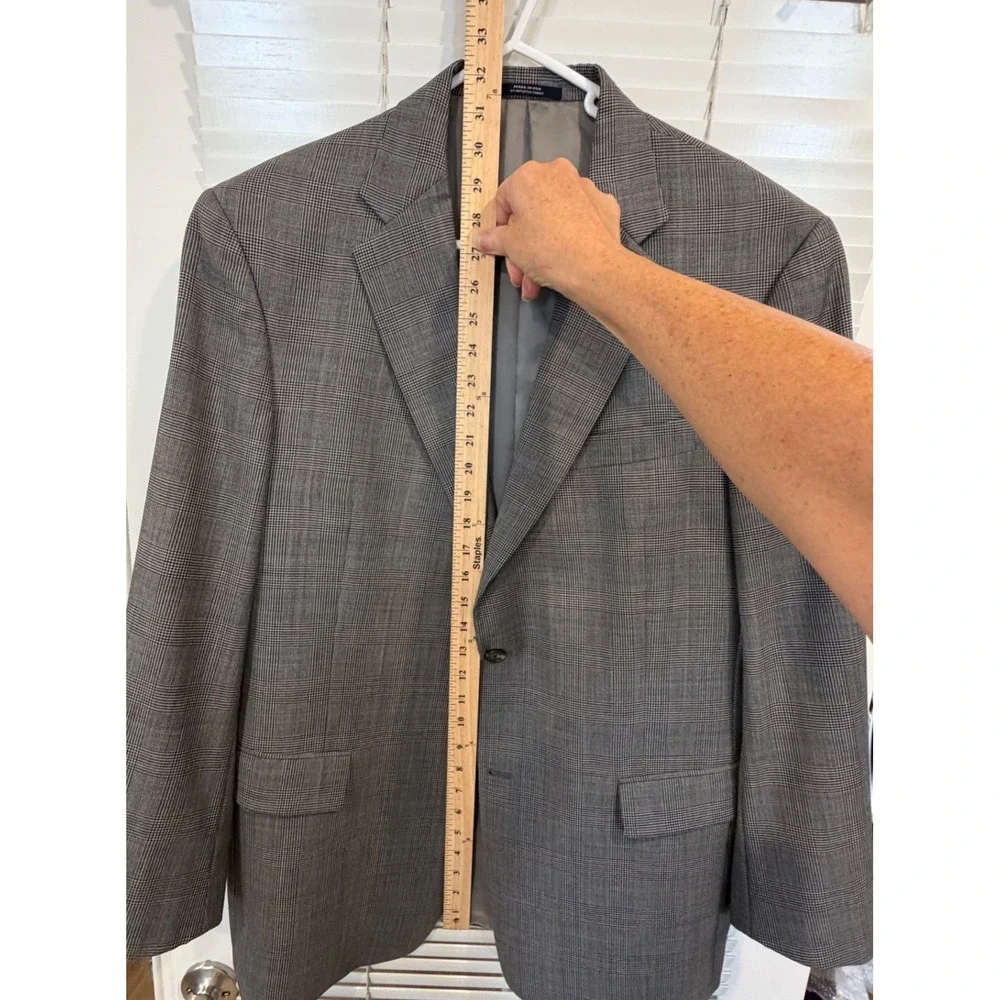 Hart Schaffner Marx Nordstrom Mens Grey Glen Plaid Blazer Sport Coat 44R Jacket